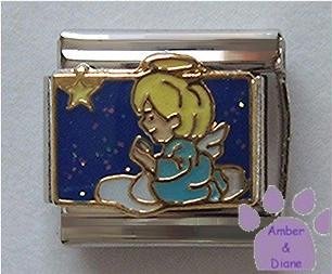 Angel Child Kneeling on Cloud Italian Charm with Star in Sky