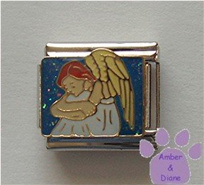 Daydreaming Angel Italian Charm on glitter sky