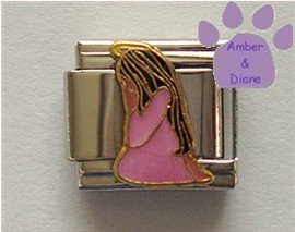 Little Girl Angel Italian Charm Kneeling to Pray
