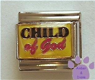 CHILD of God Italian Charm on Yellow Enamel Background