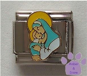 Mary and the Baby Jesus Italian Charm with Golden Halo