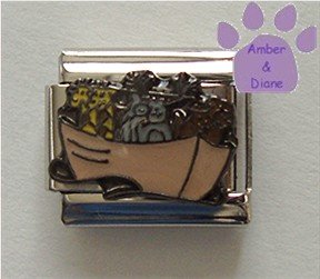 Noah's Ark Italian Charm with Giraffe, Moose and Lions