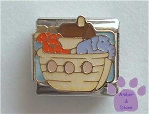 Noah's Ark Italian Charm with Giraffes and Elephant