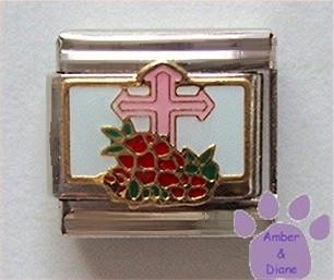 Pink Cross and Poppies Italian Charm in Flanders Fields