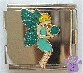 Beautiful Teal Fairy Italian Charm Megalink