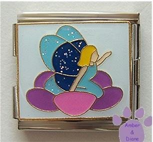 Fairy Child on Purple Flower Italian Charm Megalink