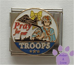 Pray for our TROOPS Italian Charm Megalink Yellow Ribbon Soldier