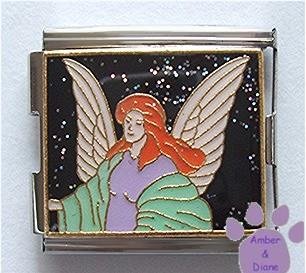 Majestic Angel Italian Charm Megalink in black glitter sky