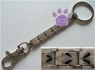 Silver Italian Charm DIAMOND Key Chain ring & hook 5 links