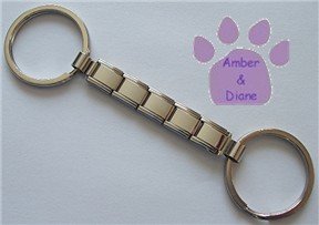 Shiny Silver Italian Charm Key Chain Keyloop both ends same size