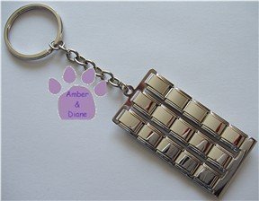 Shiny Silver Italian Charm TRIPLE ROW Key Chain with loop
