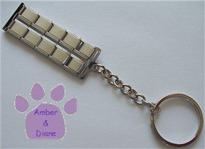 Shiny Silvertone Italian Charm DOUBLE ROW Key Chain with loop