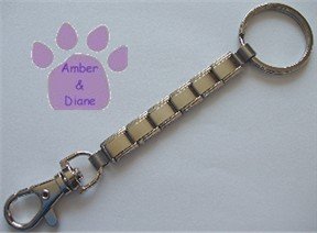 Shiny Silvertone Italian Charm Key Chain ring and hook 6 links
