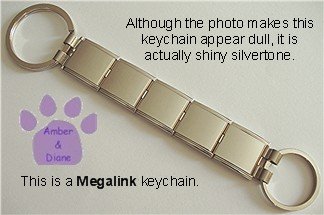 Shiny Silvertone Megalink Keychain 5 links one large & one small loop