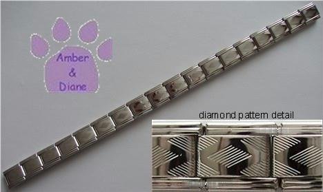 Diamond Pattern Silvertone Italian Charm Starter Bracelet