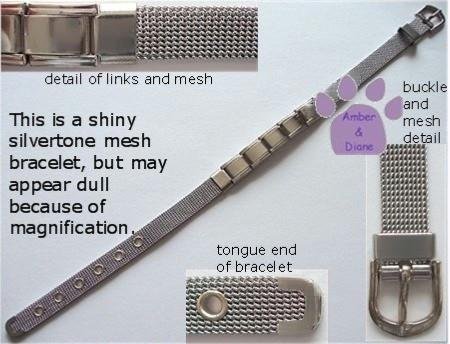 Mesh Italian Charm Bracelet, Shiny Silvertone