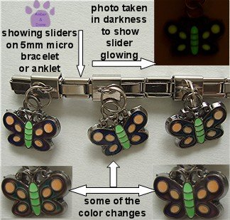 Butterfly Dangle Mood & Glow Slider 5mm Italian Charm Color Change