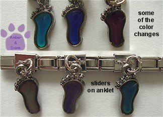 Footprint Dangle Mood Slider 5mm Italian Charm - Color Changer