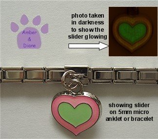 Heart Dangle Glow Slider 5mm Italian Charm - Color Changer