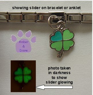 Lucky Clover Dangle Glow Slider 5mm Italian Charm -Color Changer