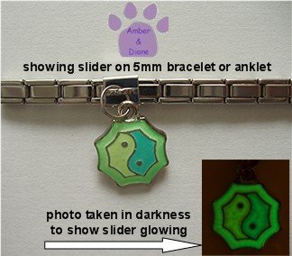 Yin Yang Dangle Glow Slider 5mm Italian Charm - Color Changer
