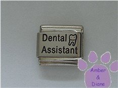 Dental Assistant Laser Italian Charm with a Molar Tooth