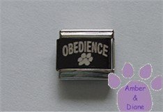 OBEDIENCE All Color Laser Italian Charm with Pawprint