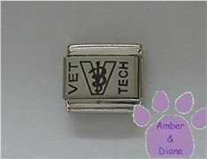 VET TECH Laser Italian Charm with the Veterinary Symbol