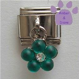 Turquoise Flower Dangle Italian Charm for a December Birthday