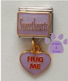 Sweethearts Dangle Italian Charm with HUG ME in Lavender
