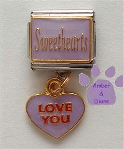 Sweethearts Dangle Italian Charm with LOVE YOU in Lavender