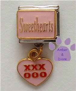 Sweethearts Dangle Italian Charm with XXXOOO in Pink