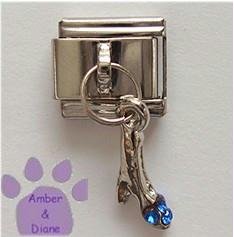 High Heel Slipper Dangle Italian Charm with blue crystals