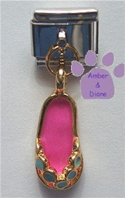 Pink Enamel Flip Flop Dangle Italian Charm