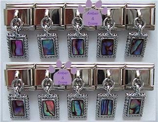 Paua Shell Rectangular Dangle Italian Charm