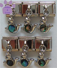 Paua Shell Squirrel Dangle Italian charm