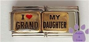 Double Link I (heart) MY GRANDDAUGHTER Italian Charm