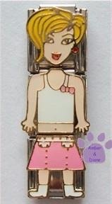 Little Girl Triple Link Italian Charm - pink skirt