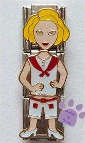 Little Girl Triple Link Italian Charm - sailor suit