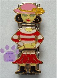 Little Girl Triple Link Italian Charm with pink hat