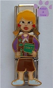 Triple Link Blond Brownie Girl with Cookies Italian Charm