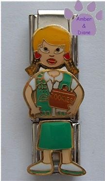 Triple Link Blond Girl Scout with Cookies Italian Charm