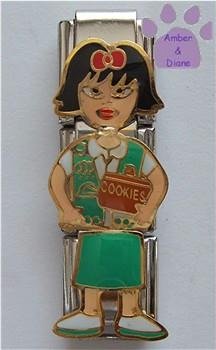 Triple Link Girl Scout Italian Charm Cookies with Black Hair