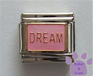 DREAM Italian Charm on Pink Enamel Background