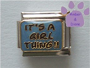 IT'S A GiRL THiNG Italian Charm on blue enamel