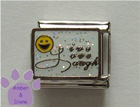 Live Love Laugh Italian Charm with Yellow Happy Face Smiley