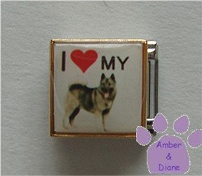I love (red heart) my Akita Malamute Husky Photo Italian Charm