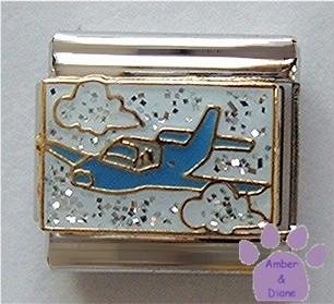Airplane to Your Holiday Italian Charm on Glitter Background