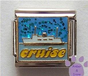 CRUISE Ship Italian Charm with Blue Glitter Sky