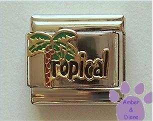 Tropical Palm Tree Italian Charm - Palmtree is letter T